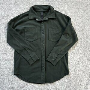 Mondetta Dark Green Women's Fleece Button Up Shirt Jacket Size Small